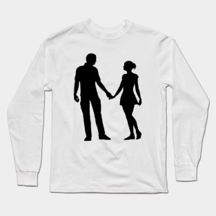 Eternal Embrace - Romantic Silhouette Couple Long Sleeve T-Shirt